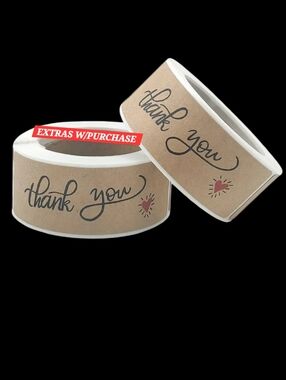 120ct. Thank You Kraft - Brown Thank You Stickers Bonus 3 Random Polymailers